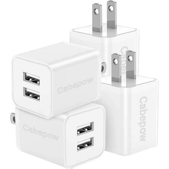 Dual Port USB Charger Block, [4Pack] Fast Charging Blocks 5V 2.1A,USB Wall Plug Adapter Cube for Compatible for iphone 15 14 13 12 Pro Max/Pro/XR/8/7/Plus,iPad/Air/Mini,Galaxy9/8-Color