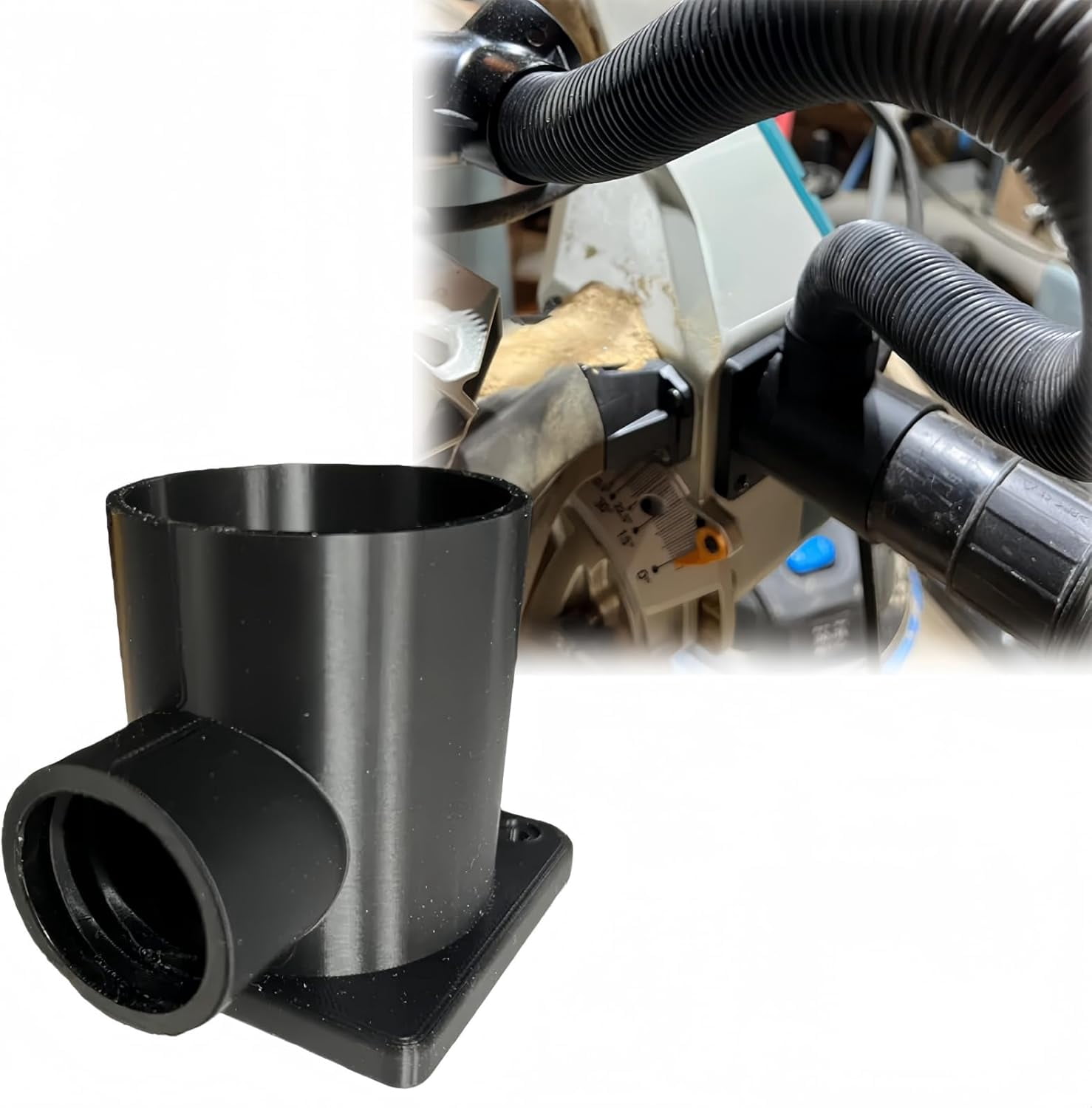 Dual-Port to 2" Vacuum Adapter Compatible with Makita LS1219L Miter Saw, 2-1/2" Dust Collector Adapter, Side Dust Port Connector for Shop Vacs