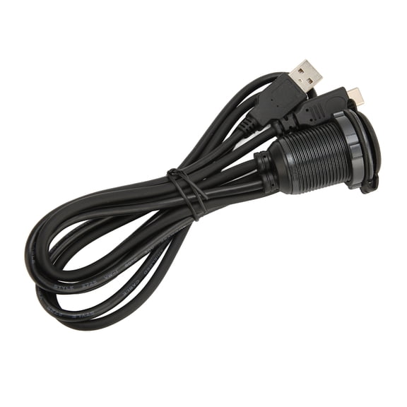 Dual Ports Flush Mount Extension Cable 1m / 39.4 inches USB 2.0 Male to Female and Type C 2.0 Panel Mount Adapter Wire with LED Indicator Light for Dashboard Installation
