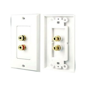 PyleHome PHWP1 Dual Post Binding-Banana Plug Wall Plate White - 2 Posts-Polarity for 1 Speaker