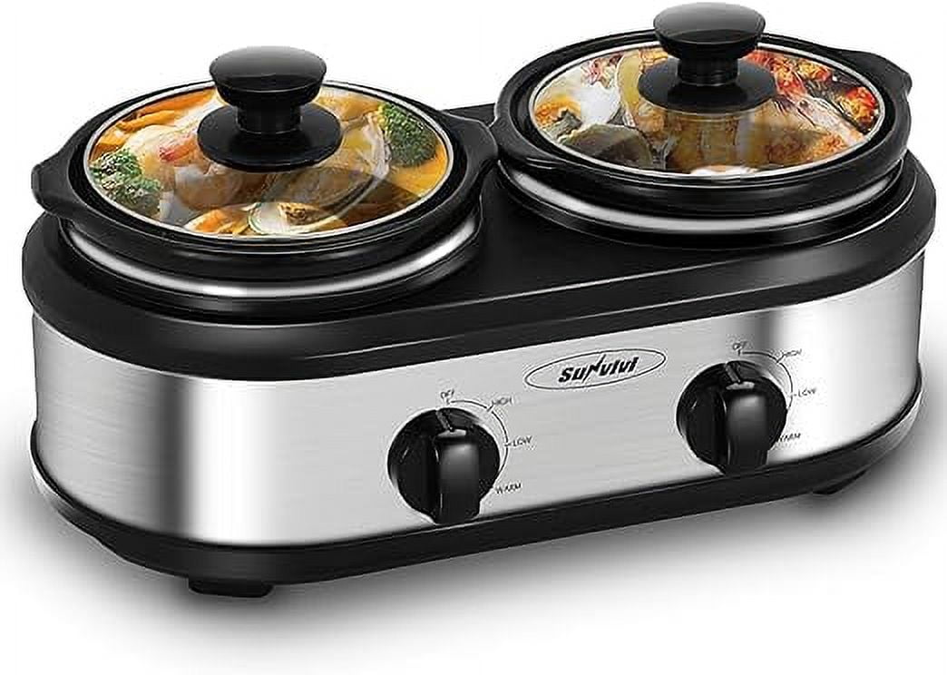 Dual Pot Slow Cooker 2 Pot Small Mini Crock Buffet Server and
