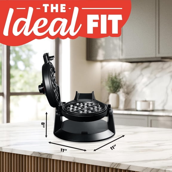 Dual Pour Waffle Maker – Belgian Waffle Maker with Mess  Spout, Nonstick Plates, Compact Upright Storage, 800W, Black