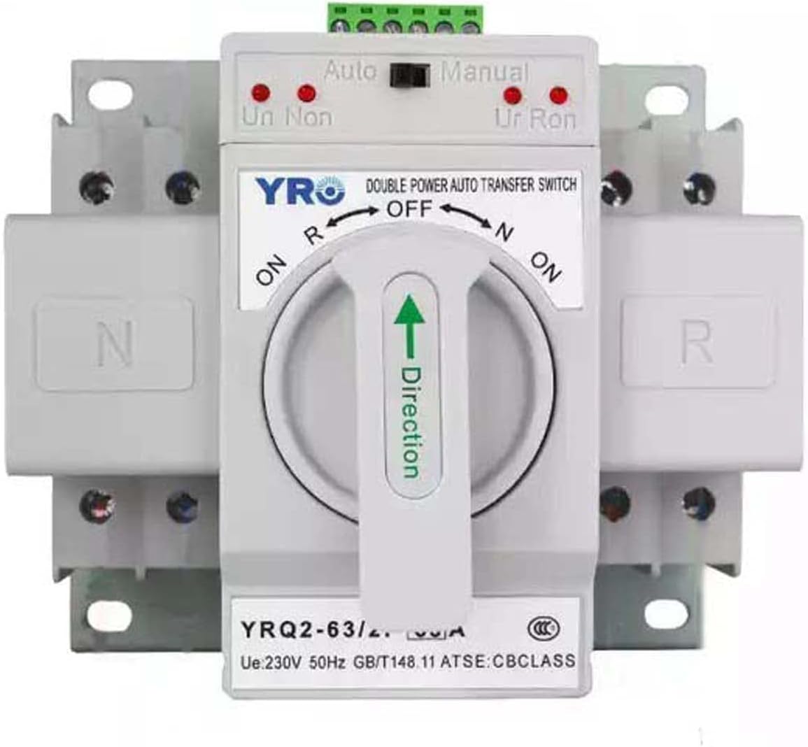 Dual Power Automatic Transfer Switch,2/3/4P 220V/400V 63A Generator Transfer Switch Automatic Transfer Switch for Firefighting, Airports, TV Stations,Hospital,2P 220V