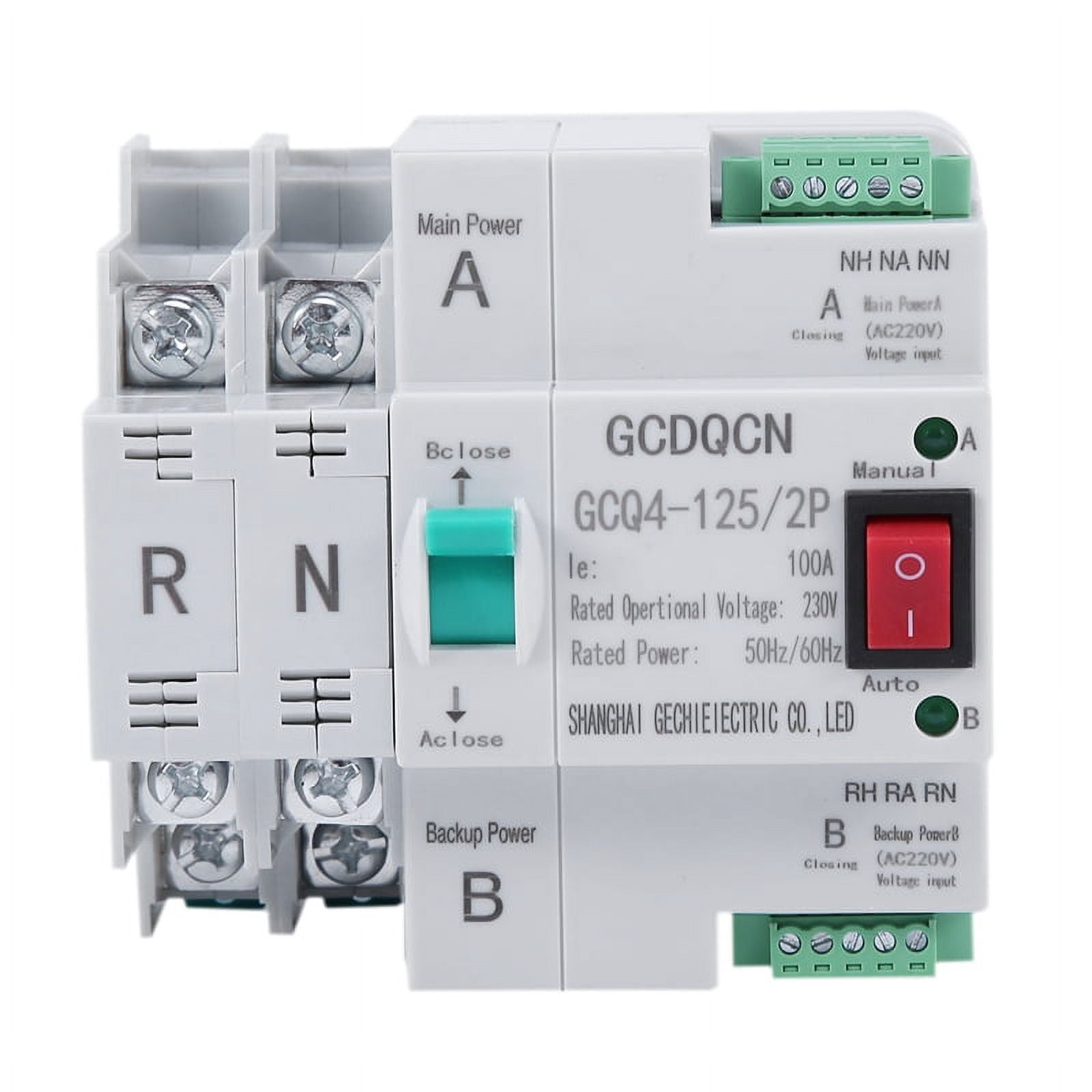 Dual-Power Automatic Transfer Switch 2P 100A Household 35mm Rail Installation,1 * Automatic Transfer Switch,white