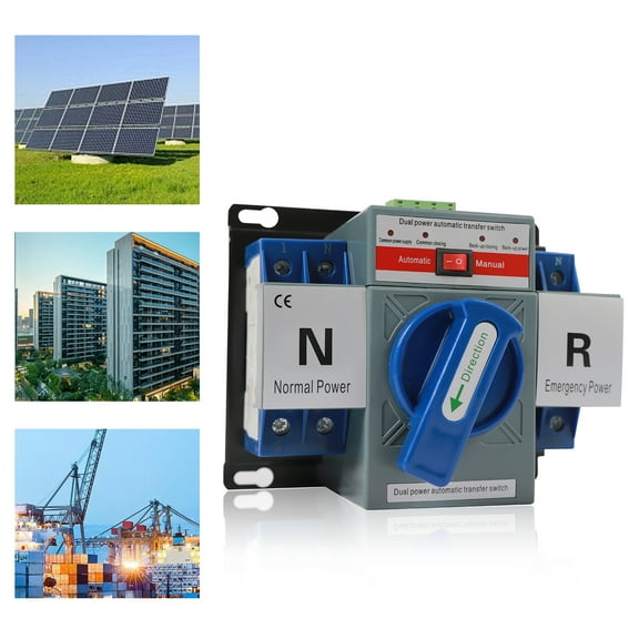 Dual-Power Automatic Transfer Switch, 63A AC 110V, Fast Conversion, Overvoltage Protection, Manual & Auto Modes for Home and Commercial Use