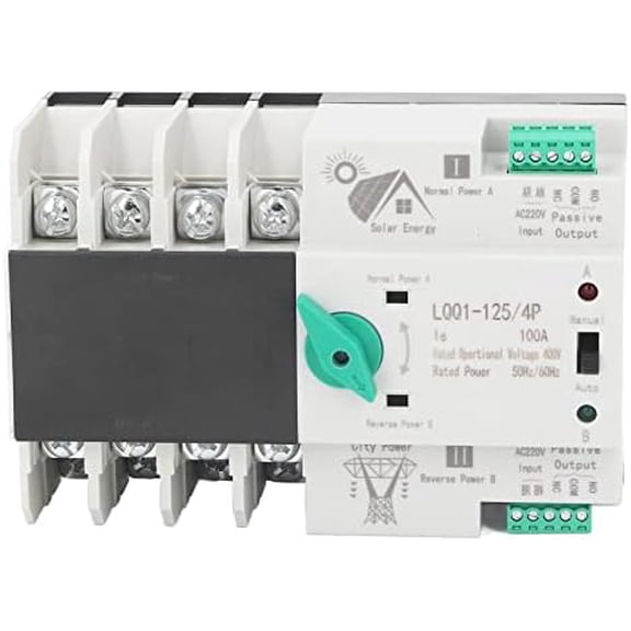 Dual Power Automatic Transfer Switch AC 400V 4P 100A ATS PC Automatic Changeover Toggle Switch for Municipal Electricity, UPS, Inverter, Solar$$Garden & Patio