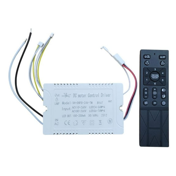 Dual Power Ceiling Fan Light Remote Control Set with 6-Step Frequency Control