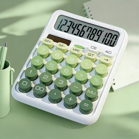 Dual Power Desktop Calculator, 12 Digit Large LCD Display Counter — 6.3x4.7x1.2 Inch Standard Math Tool, Made of Plastic for Office Business