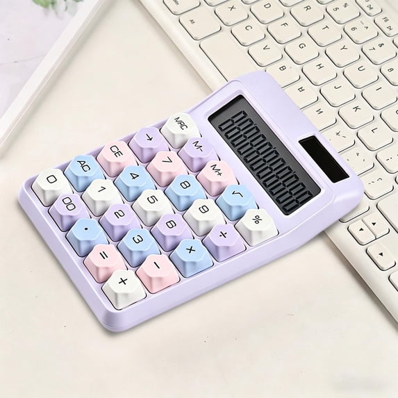 Dual Power Supply Candy Color Calculator, Portable Mechanical Switch Calculators, with Large Button Clear Display Screen, Suitable for Accountant Office, Teachers Basic Office
