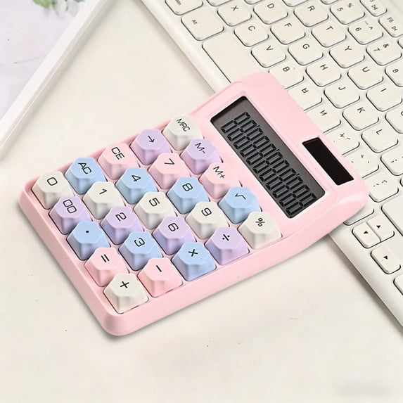 Dual Power Supply Candy Color Calculator, Portable Mechanical Switch Calculators, with Large Button Clear Display Screen, Suitable for Accountant Office, Teachers Basic Office