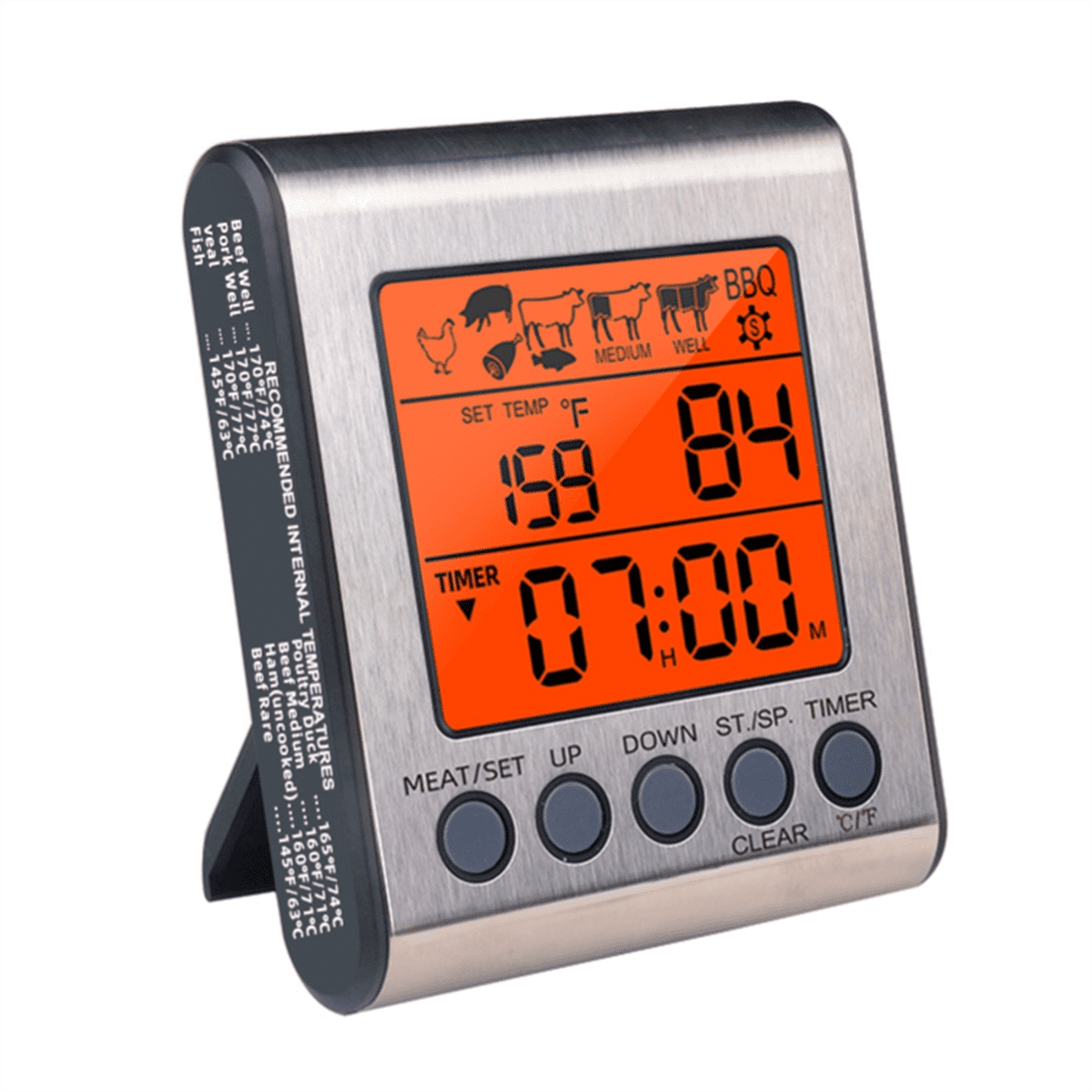 Dual Probes Digital Outdoor Meat Thermometer Cooking BBQ Oven Thermometer with Big LCD Screen for Kitchen,1set * 6031 dual probe food grill thermometers(with 1 x AAA battery)