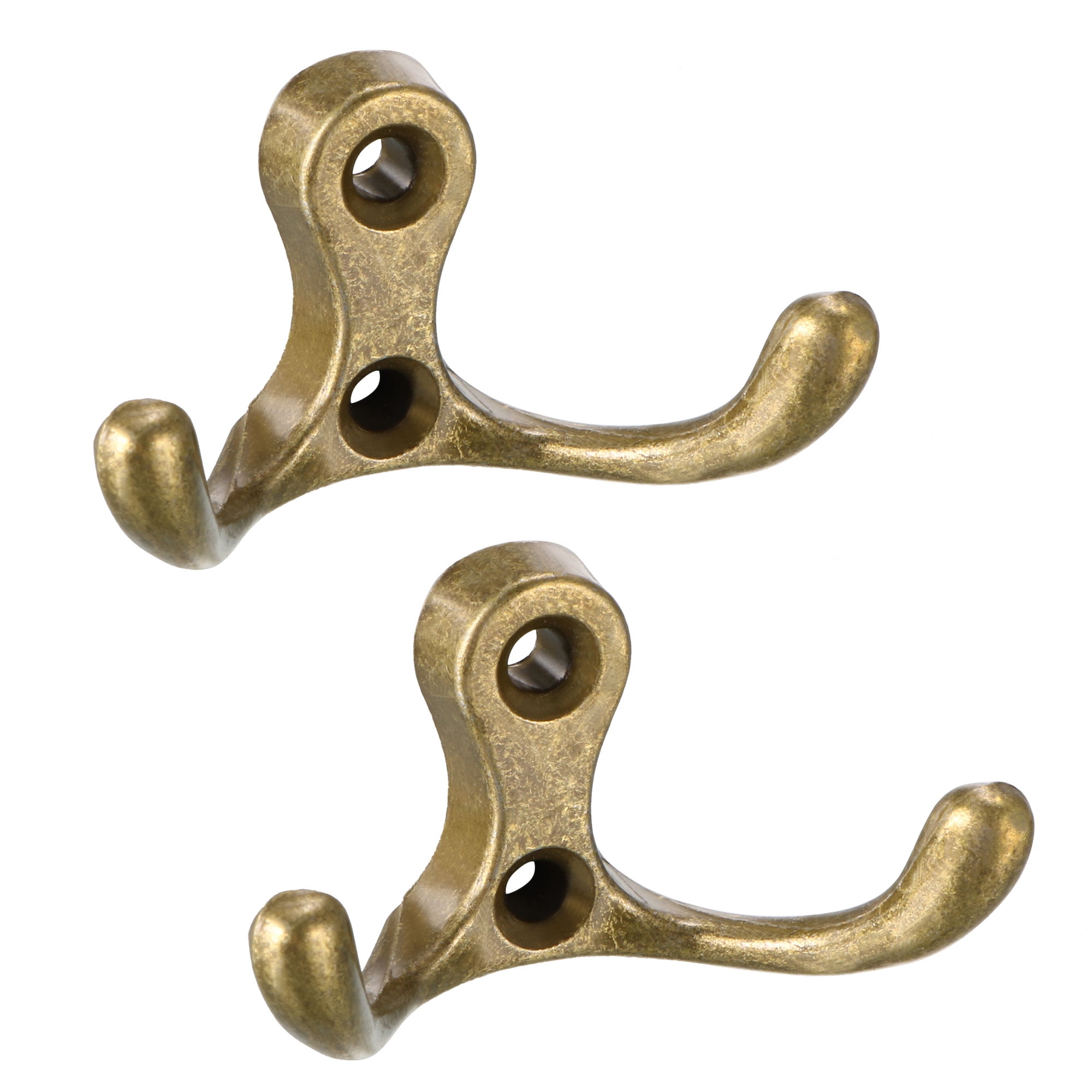 Dual Prong Coat Hooks Wall Mounted Retro Double Hooks Utility Antique  Bronze Hook for Towel Key 30mm x 55mm x 29mm 2pcs