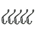 thumbnail image 1 of Unique Bargains Dual Prong Coat Hooks Wall Mounted Retro Double Hooks Utility Black Hook for Coat Towel Hat 80mm x 18mm x 55mm 5Pcs, 1 of 5