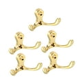 thumbnail image 1 of Unique Bargains Dual Prong Coat Hooks Wall Mounted Retro Double Hooks Utility Gold Hook for Coat Towel Hat 30mm x 55mm x 29mm 5Pcs, 1 of 5