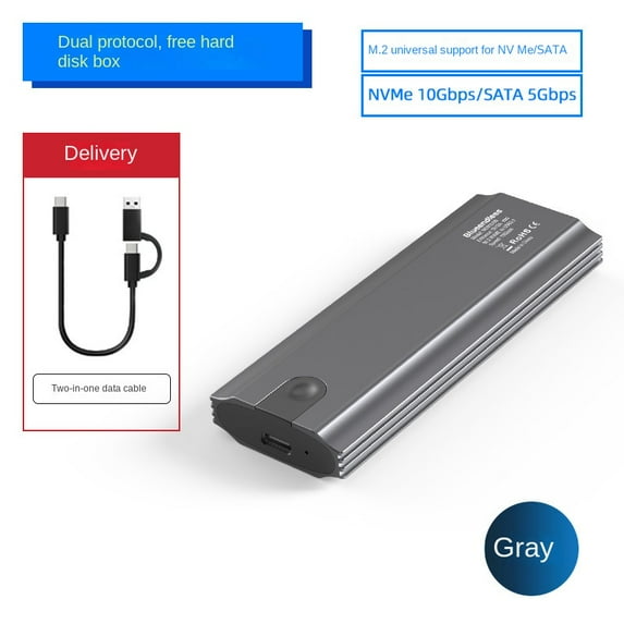 Dual Protocol M2 SSD Case NVME Enclosure M.2 To USB Type C 3.1 SSD Adapter for NVME+NGFF SSD Disk Box M.2 SSD Case (2810-2 in 1)