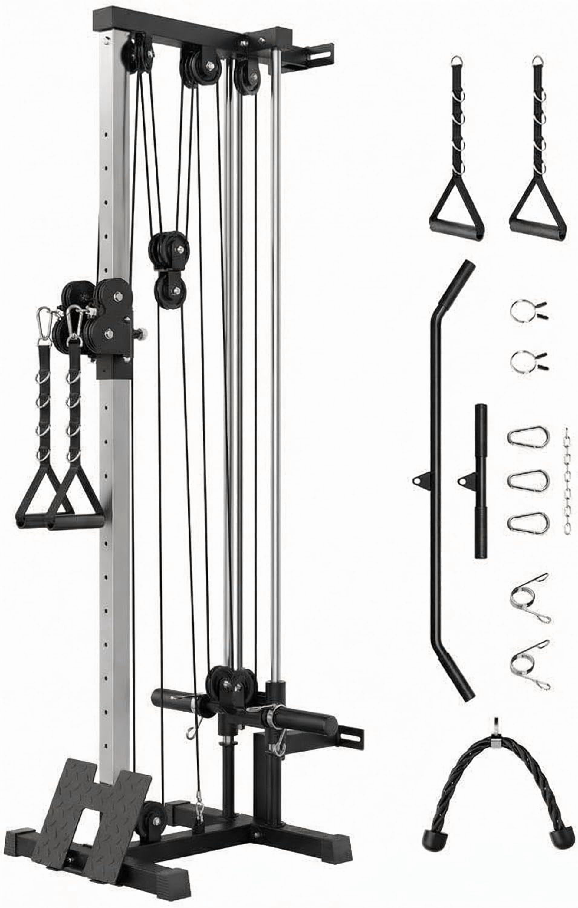 Dual Pulley Wall Mount Cable Machine for Home Gym, LAT Pulldown & Crossover Station with 18 Adjustable Positions, 400LB Capacity Multifunctional Strength Training Equipment