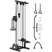 Dual Pulley Wall Mount Cable Machine for Home Gym, LAT Pulldown & Crossover Station with 18 Adjustable Positions, 400LB Capacity Multifunctional Strength Training Equipment