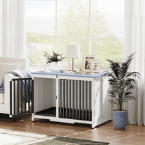 Dual-Purpose 40" Dog Crate & Nightstand | Farmhouse Style Kennel Furniture for Living Room Spaces