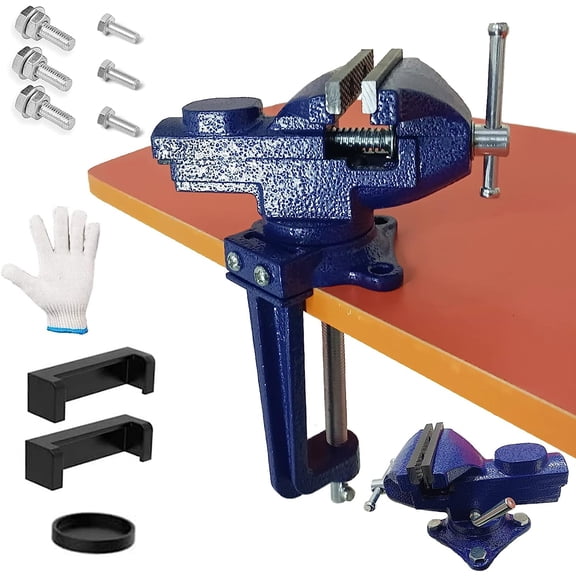 Dual-Purpose Combined Bench Vise or Table Vise, multifunctional jaw, Universal Rotate 360 °   Work Clamp-On Visewith Quick Adjustment, 3.3"