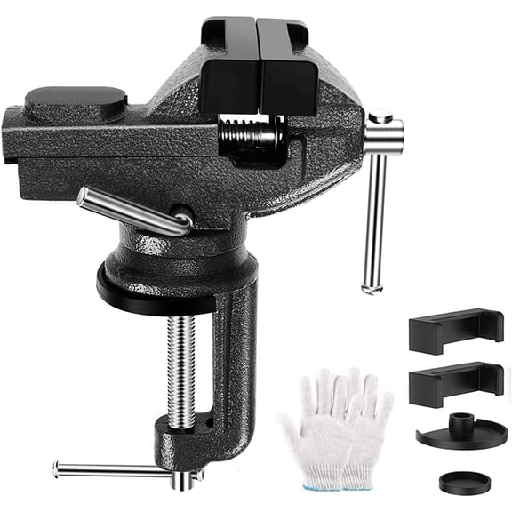 Dual-Purpose Combined Bench Vise or Table Vise, multifunctional jaw, Universal Rotate 360 °   Work Clamp-On Visewith Quick Adjustment, 3.3"