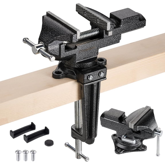 Dual-Purpose Combined Universal Vise 360?Swivel Base Work,Multi-Purpose Bench Vise 3.3", Table Vise with Quick Adjustment, Multi-Jaw, Easy Adjustment for Woodworking, Metalworking, Conduit