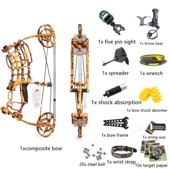Dual-Purpose Compound Bow Outdoor Shooting Archery Adult Compound Bow Set 30-60 lbs Adjustable