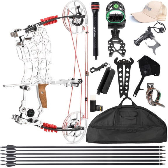 Dual Purpose Compound Bow Set, 30-70 Lbs Adjustable Adult Archery Kit, Beginner to Advanced Complete Bow Set for Outdoor Shooting Sports & Hunting