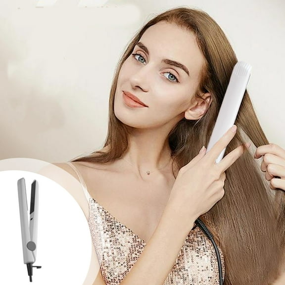 Dual-Purpose Hair Straightener & Curler for Travel - 30s Fast Heat-Up, 2-in-1 Styling Iron with Adjustable Temp for All Hair Types (White)
