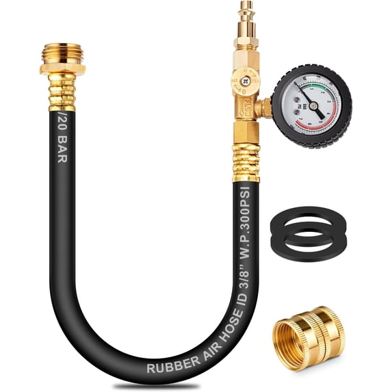 Dual Purpose RV Winterizing Kit with Gauge, 17Inch Hose Blow Out ...