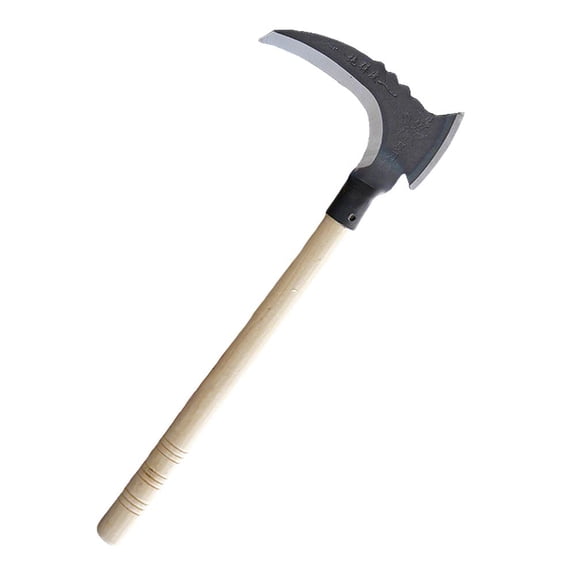 Dual-Purpose Sickle Axe for Harvesting, Weeding, and Light Chopping; Steel Construction