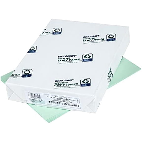 - Dual Purpose Xerographic Copy Paper - 8 1/2" x 11", Green 7530-01-147-6812: Box, 10 Item(s)$$Office