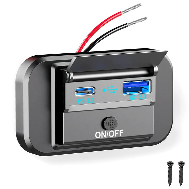 Dual Quick Charge 3.0 RV USB Outlet Panel Wall Mount 12 Volt USB Outlet Car Accessories with Power Switch and Cover for RV Cars Truck Golf Cart Walmart