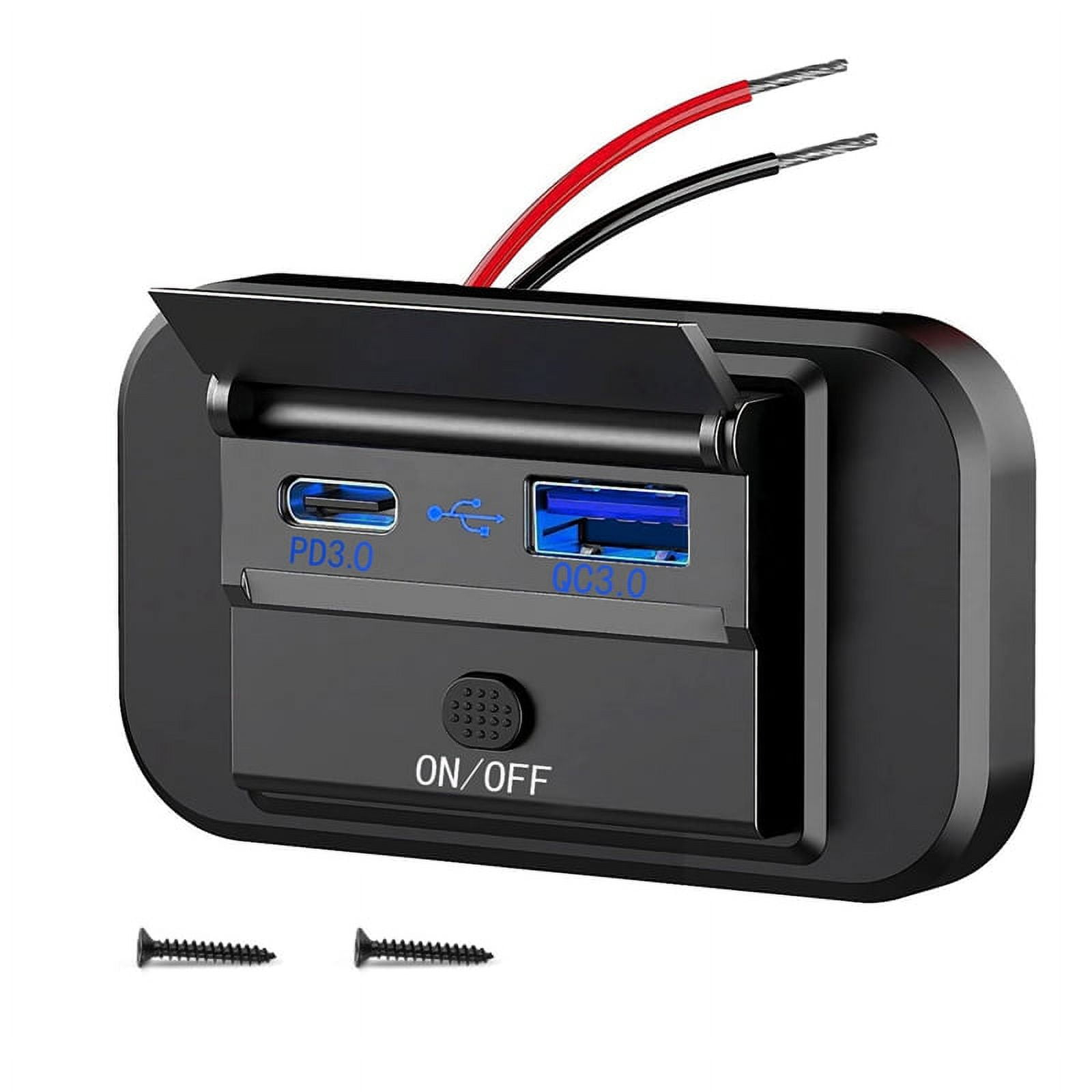 Dual Quick Charge USB QC3.0 and PD3.0 RV USB Outlet 12V USB Charger Car USB Port 12 Volt USB
