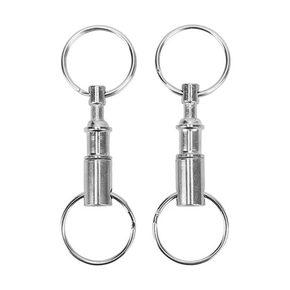 Dual Quick Release Keyring, Bright Silver Finish Double Split Key 2PCS Portable For Belt
