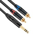 Dual RCA to 6.35mm Jack Stereo Cable, 2 RCA to 1/4" Jack Cable, Quarter