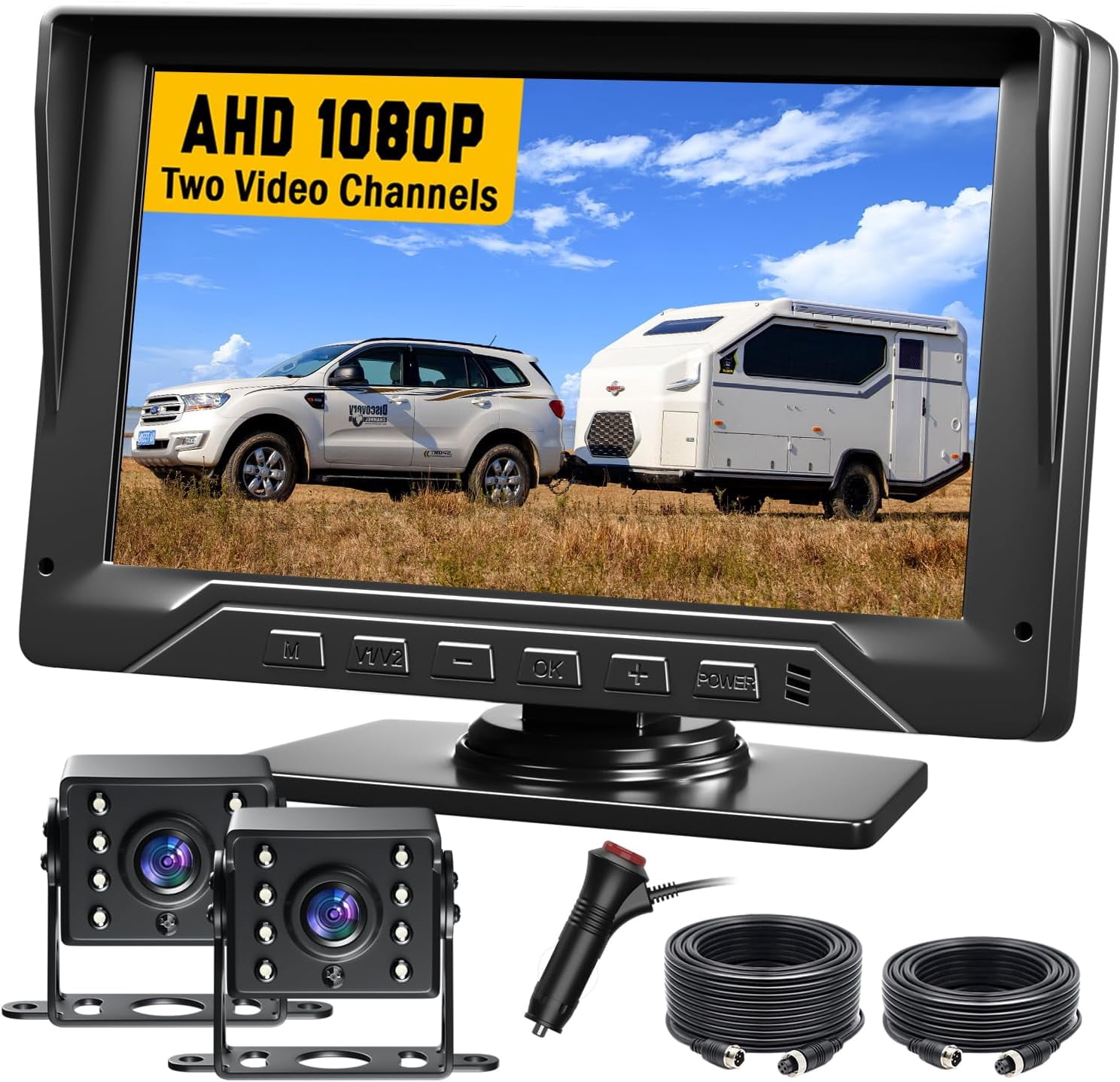 Dual RV Backup Camera Plug and Play, 7'' Backup Camera for Trailer, No ...