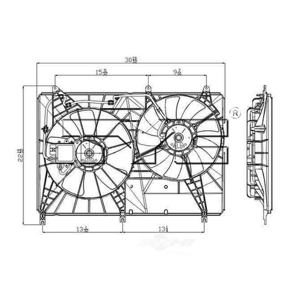 Dual Radiator and Condenser Fan Assembly Fits select: 2004-2008 MITSUBISHI ENDEAVOR