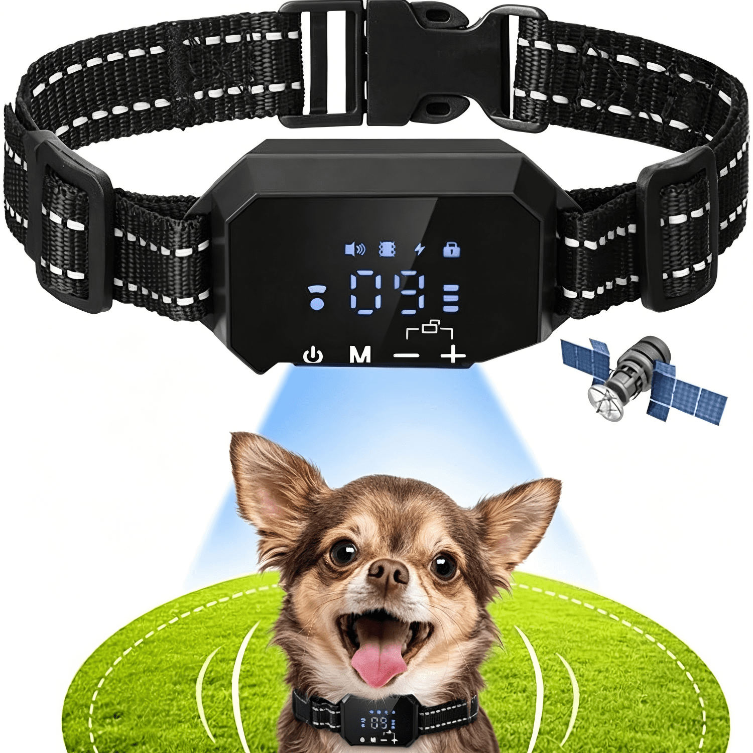 GPS Dog Collar, Wireless Dog Fence 100–3280 ft Circular Boundary, Adjustable Range, IP67 Waterproof Training Collar, Pet Boundary Container, Suitable and Harmless for All Dogs,black