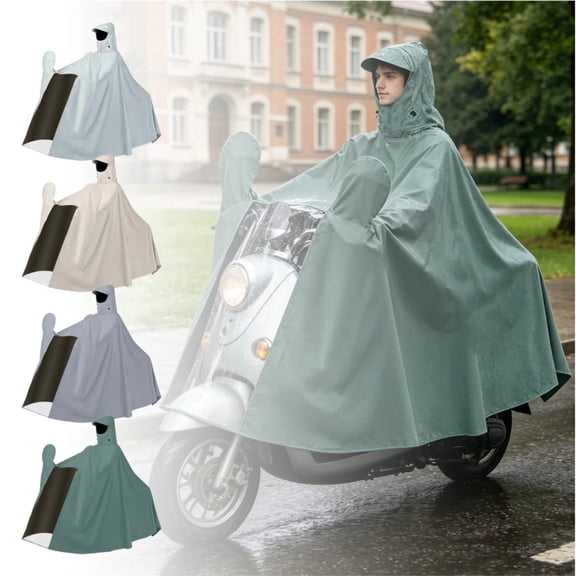 Dual-Rider Rain Cover for Scooters & E-Bikes Extra Roomy Fit, Wind-Resistant Hood with Clear Front Panel, Reflective Safety Trim, Ideal for Parent-Child Commuting in Rain