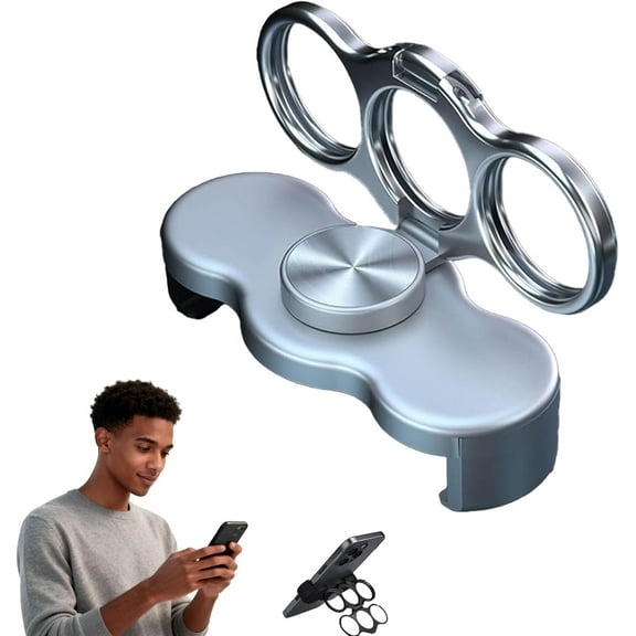 Dual-Ring Magnetic Phone Grip & Stand - 360 Rotating Foldable Kickstand, Ultra Strong Clip Holder (1pcs-Silver)