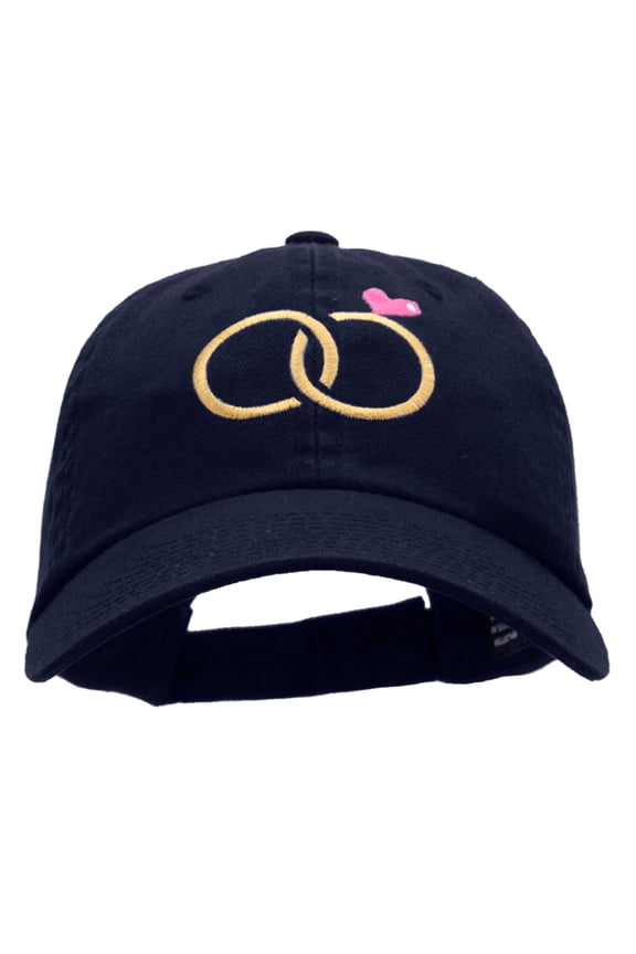 Dual Rings Embroidered Low Profile Dyed Cotton Twill Cap - Navy OSFM