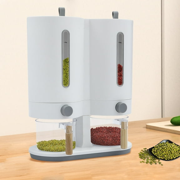 Dual Round Cereal/Rice Dispenser Grain Container 550 ml Rice Storage Dry Food