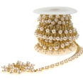 thumbnail image 1 of Dual Row Rhinestone with Hanging Pearl Trim, Gold, 3/4-Inch, 5-Yard, 1 of 1