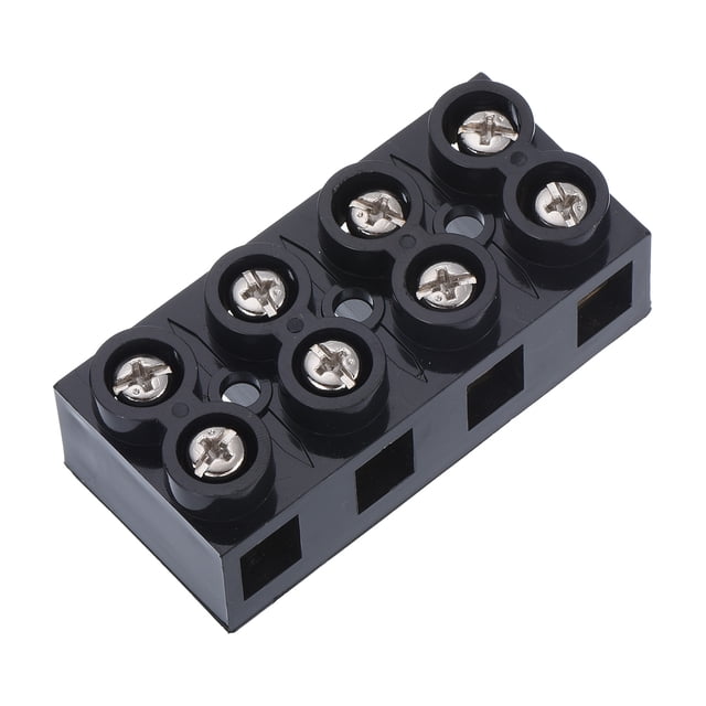 Dual Line Terminals Dual Rows 4 Positions 500V 60A Cable Block Terminal Strip Black ...
