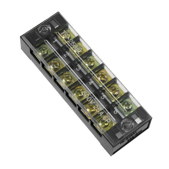 Dual Rows 6 Positions 600V 25A Wire Barrier Block Terminal Strip TB-2506L