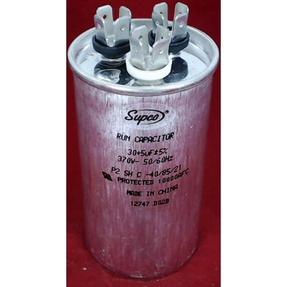 Dual Run Capacitor, Round, 30 + 5 Mfd., 370 Volt, CD30+5X370R
