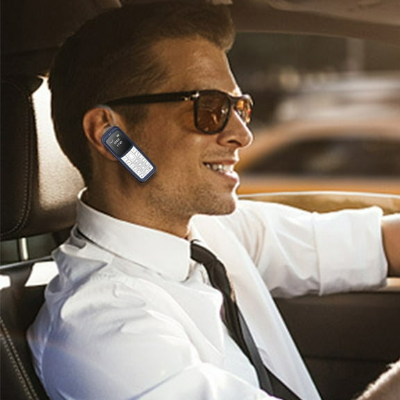 Dual SIM Mini Keypad Phone with Bluetooth Headset - Compact Flip Cell Phone, Detachable Ear Hook, Multi-Language Support - Black,Blue,Red,White - 6.5x2.5x1.25cm