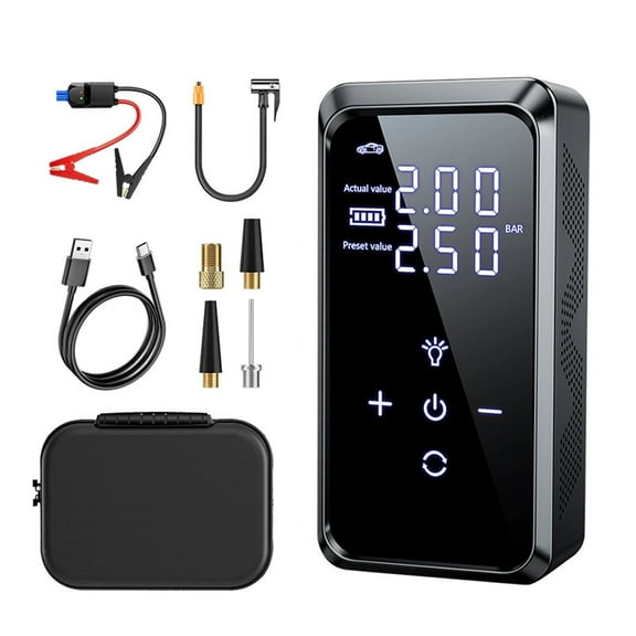 Dual-Screen Car Jump Starter with Air Compressor, Power Bank, and Multifunctional Portable Battery Booster  A Must-Have for Outdoor Camping