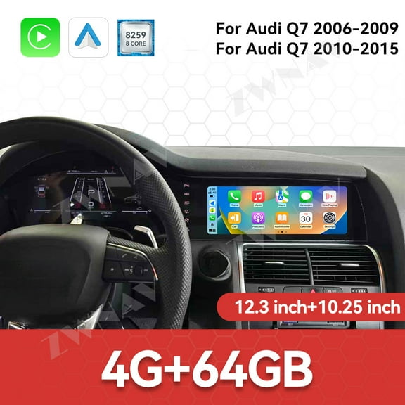 Dual Screen Car Radio For Audi Q7 2006-2015 Stereo Digital Cluster Carplay Unit