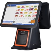 Dual Screen Touch Screen Cash Register, 15.6 Inch Touch Screen POS Systems for Small Business, All in One Cash Register WiFi Module for Retail Restaurant POS Software is NOT Included